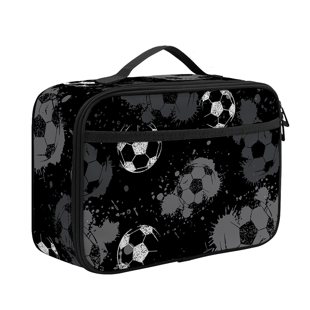 Grunge Soccer Ball Pattern Print Portable Lunch Bag