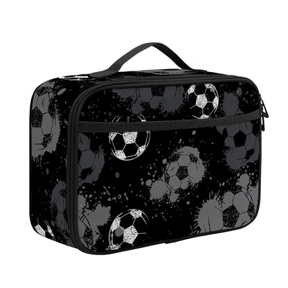 Grunge Soccer Ball Pattern Print Portable Lunch Bag