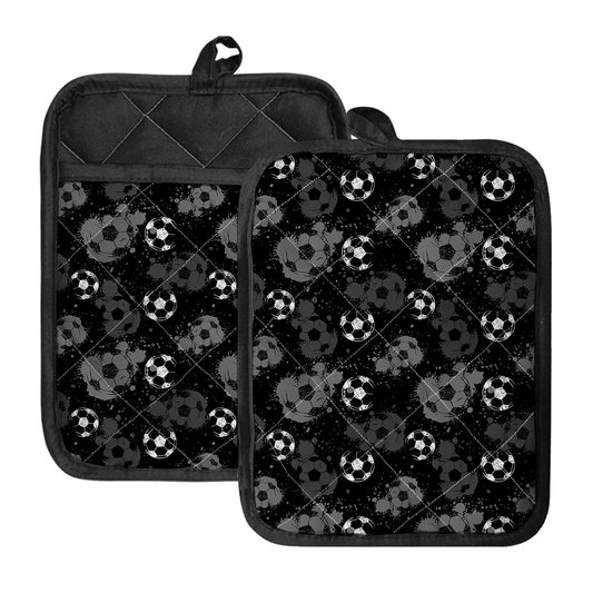 Grunge Soccer Ball Pattern Print Pot Holders With Pocket
