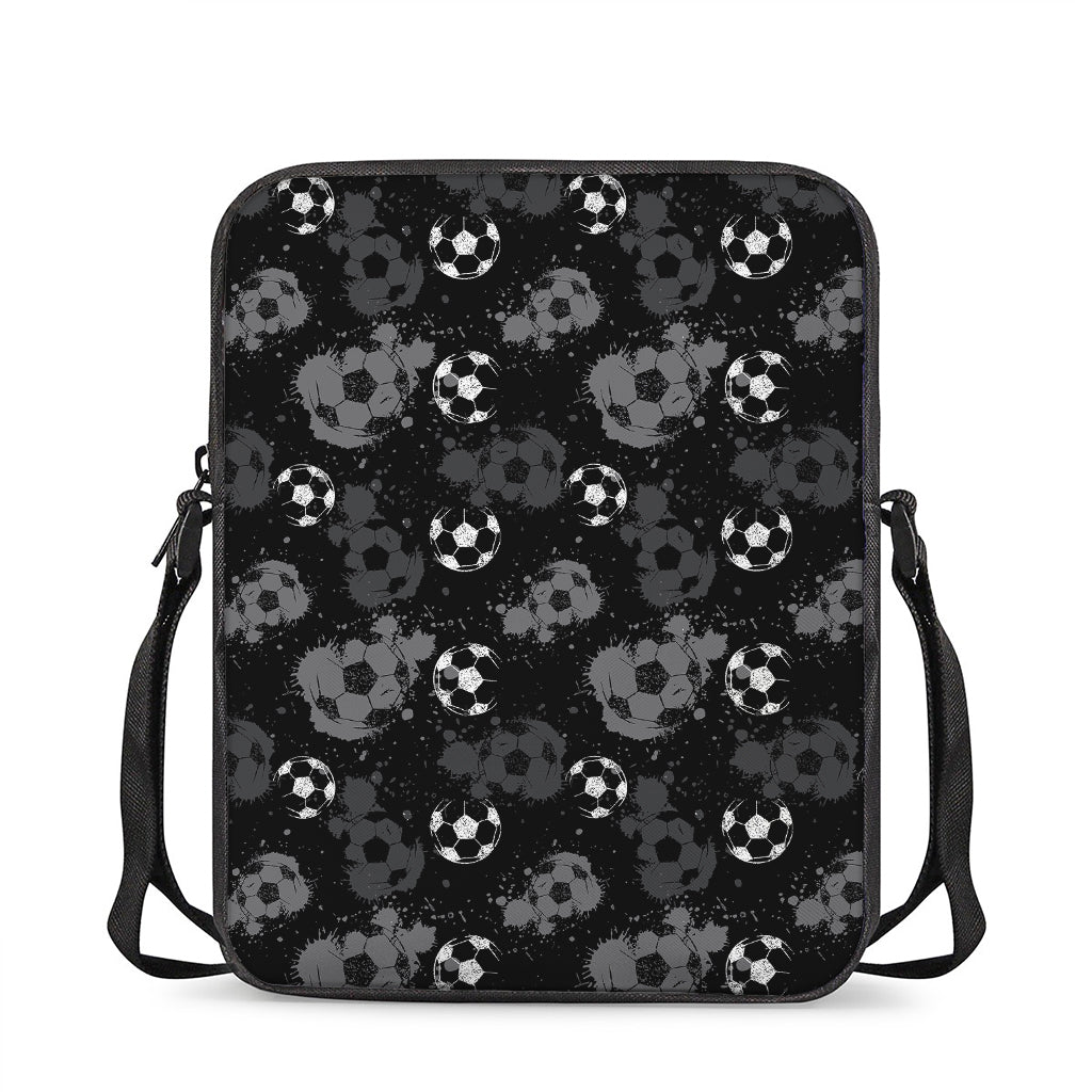 Grunge Soccer Ball Pattern Print Rectangular Crossbody Bag