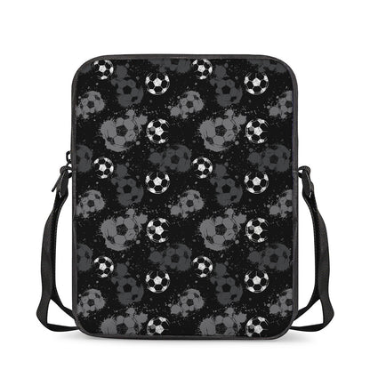 Grunge Soccer Ball Pattern Print Rectangular Crossbody Bag