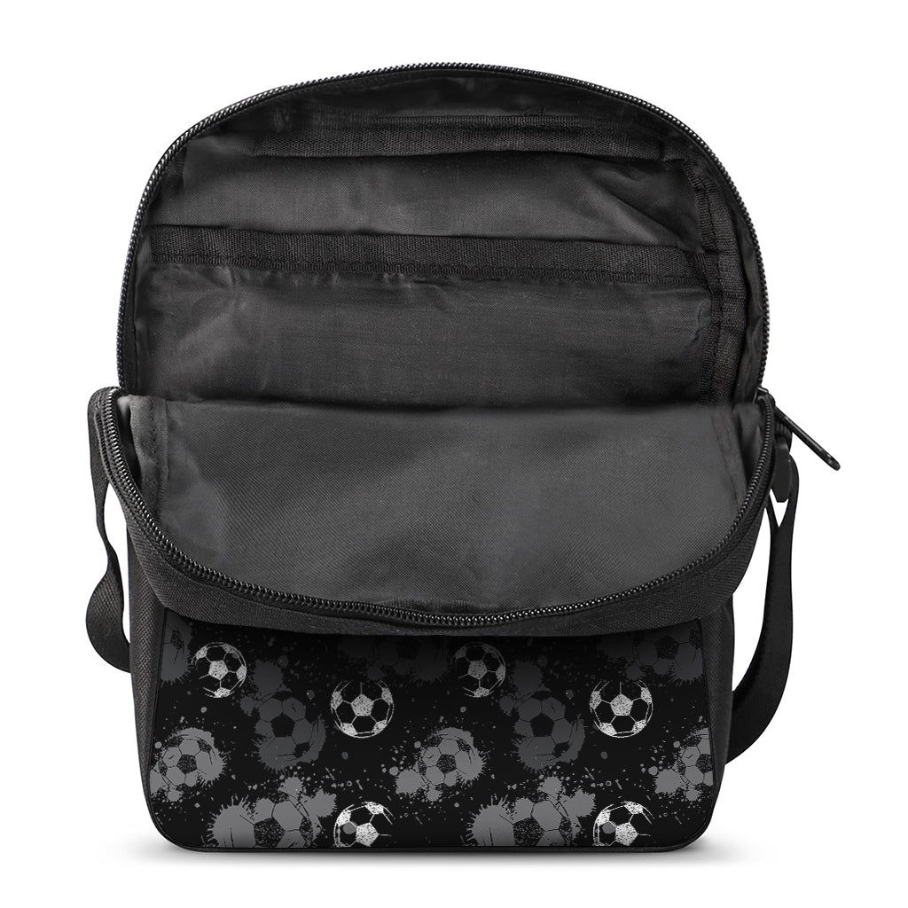 Grunge Soccer Ball Pattern Print Rectangular Crossbody Bag