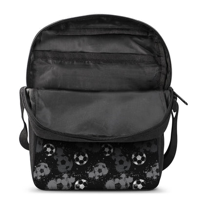 Grunge Soccer Ball Pattern Print Rectangular Crossbody Bag