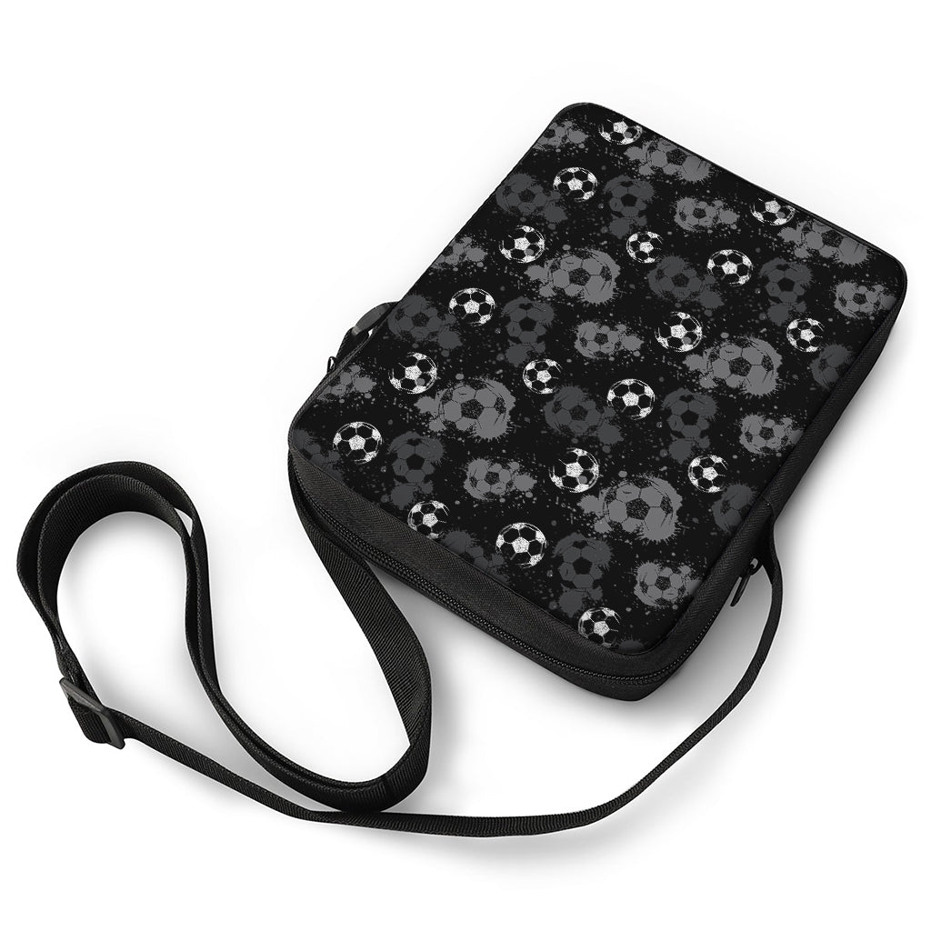 Grunge Soccer Ball Pattern Print Rectangular Crossbody Bag