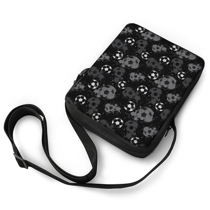 Grunge Soccer Ball Pattern Print Rectangular Crossbody Bag