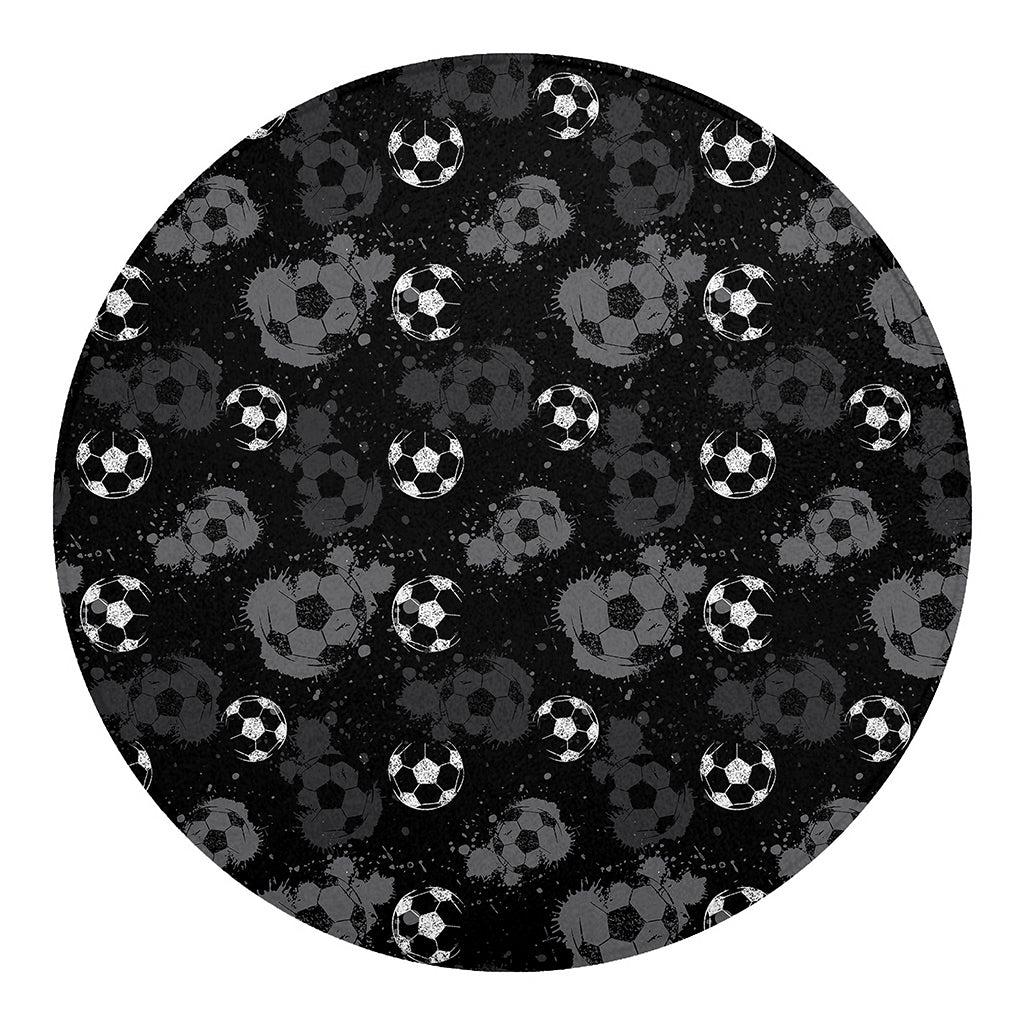 Grunge Soccer Ball Pattern Print Round Blanket
