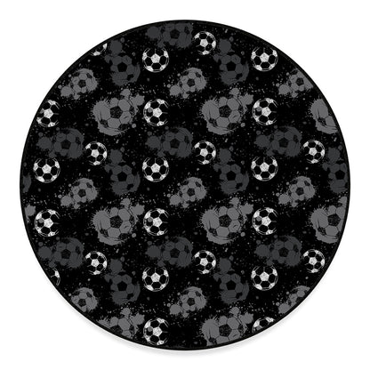 Grunge Soccer Ball Pattern Print Round Floor Mat