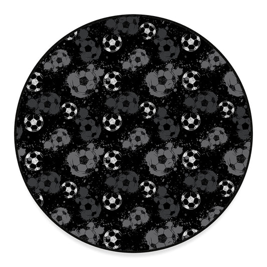 Grunge Soccer Ball Pattern Print Round Floor Mat