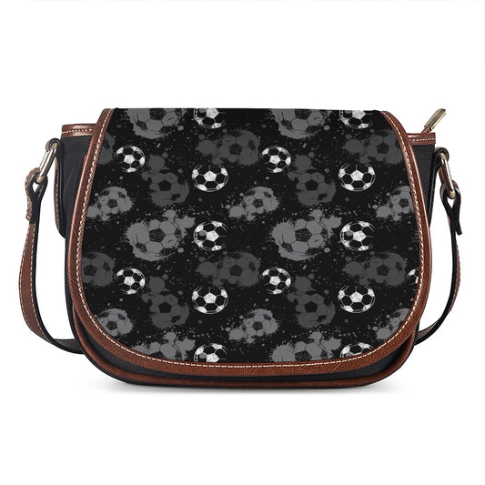 Grunge Soccer Ball Pattern Print Saddle Bag