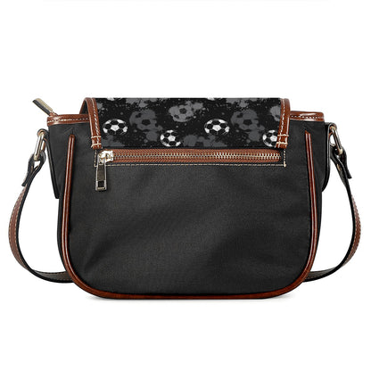 Grunge Soccer Ball Pattern Print Saddle Bag