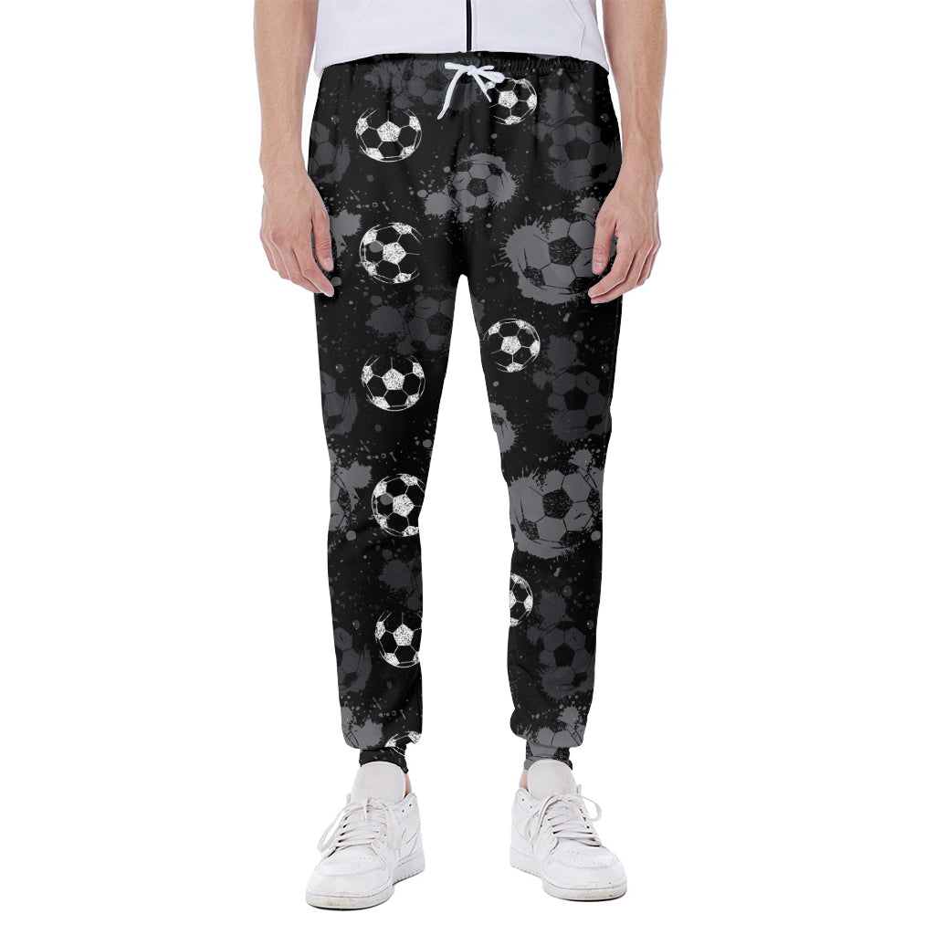 Grunge Soccer Ball Pattern Print Scuba Joggers