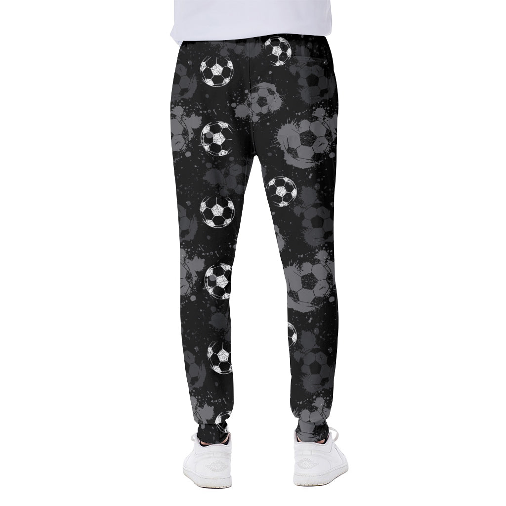Grunge Soccer Ball Pattern Print Scuba Joggers