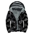Grunge Soccer Ball Pattern Print Sherpa Lined Zip Up Hoodie