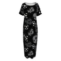 Grunge Soccer Ball Pattern Print Short Sleeve Long Nightdress