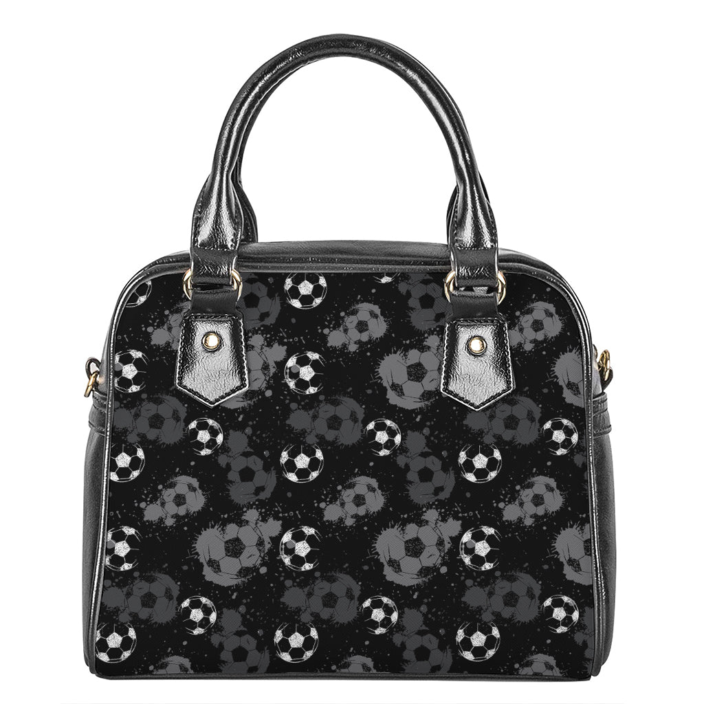 Grunge Soccer Ball Pattern Print Shoulder Handbag