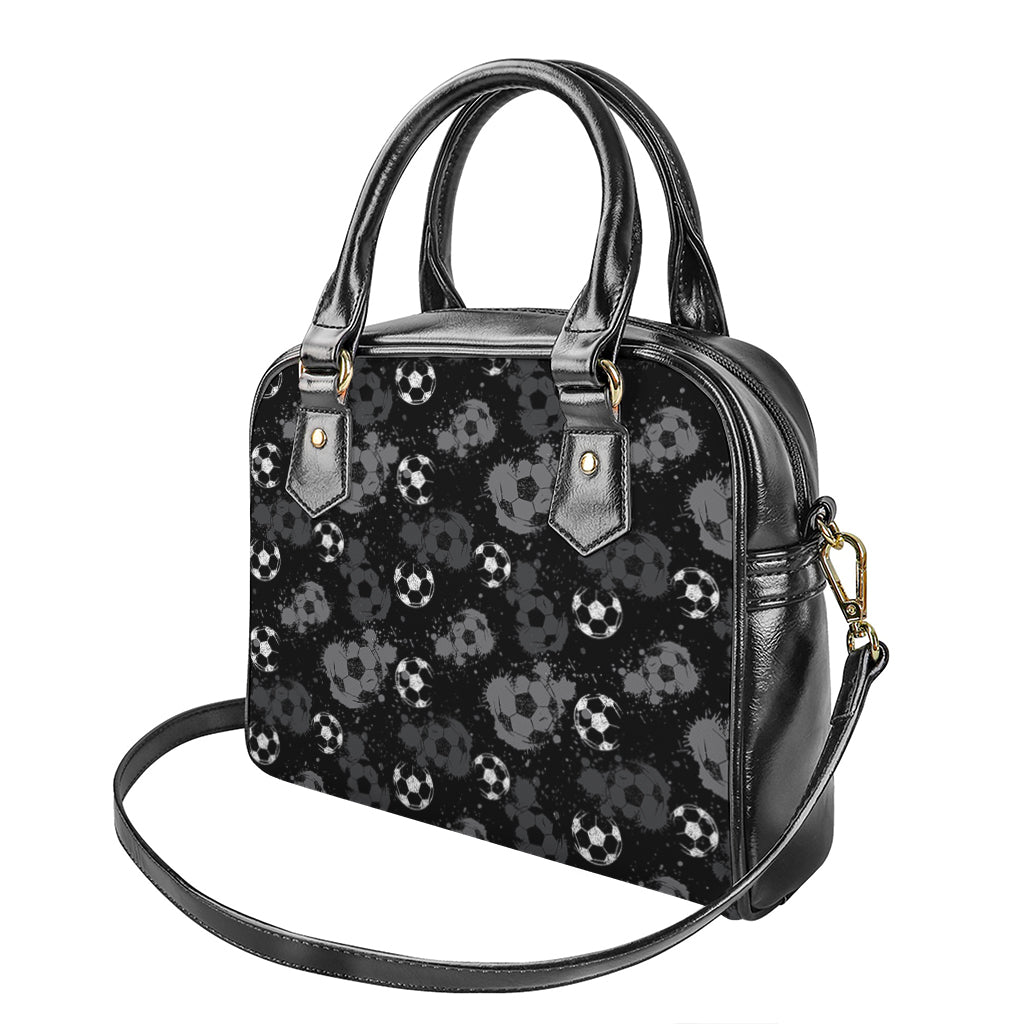 Grunge Soccer Ball Pattern Print Shoulder Handbag