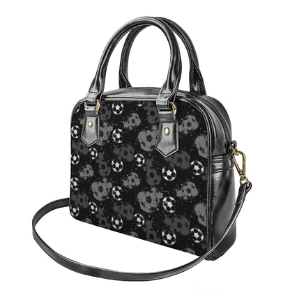 Grunge Soccer Ball Pattern Print Shoulder Handbag