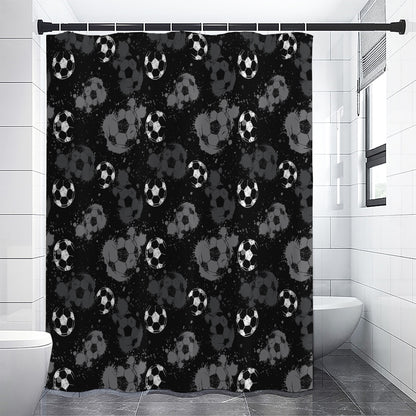 Grunge Soccer Ball Pattern Print Shower Curtain
