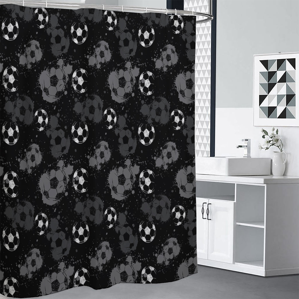 Grunge Soccer Ball Pattern Print Shower Curtain