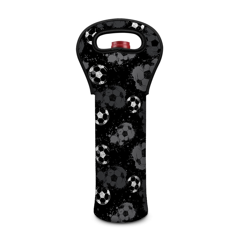 Grunge Soccer Ball Pattern Print Single Neoprene Wine Tote