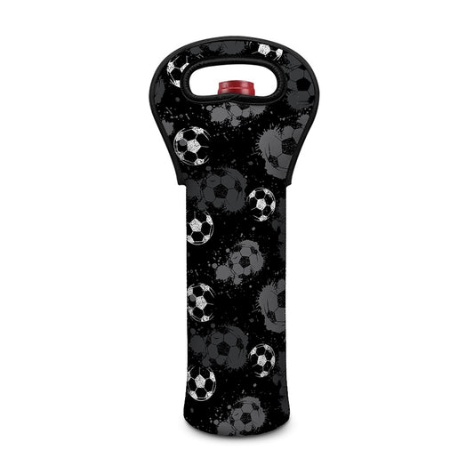 Grunge Soccer Ball Pattern Print Single Neoprene Wine Tote