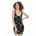 Grunge Soccer Ball Pattern Print Sleeveless Bodycon Dress