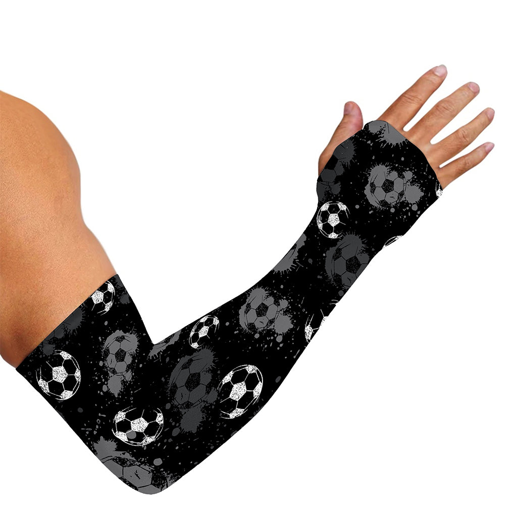 Grunge Soccer Ball Pattern Print Sun Protection Arm Sleeves