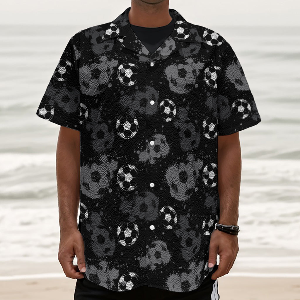 Grunge Soccer Ball Pattern Print Textured Short Sleeve Shirt