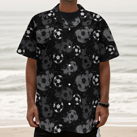 Grunge Soccer Ball Pattern Print Textured Short Sleeve Shirt