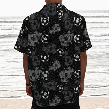 Grunge Soccer Ball Pattern Print Textured Short Sleeve Shirt