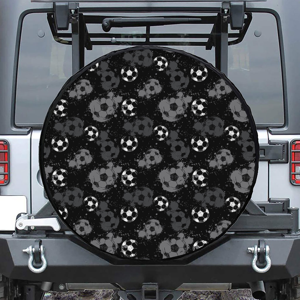Grunge Soccer Ball Pattern Print Tire Cover