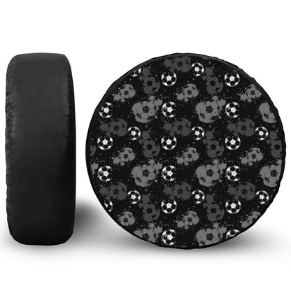 Grunge Soccer Ball Pattern Print Tire Cover