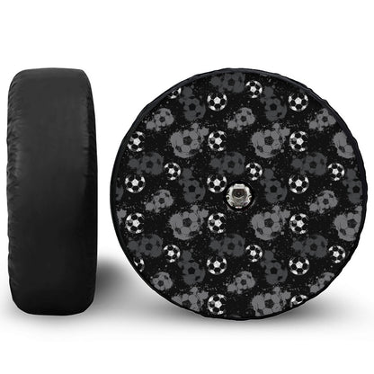 Grunge Soccer Ball Pattern Print Tire Cover With Camera Hole