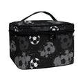 Grunge Soccer Ball Pattern Print Travel Makeup Bag