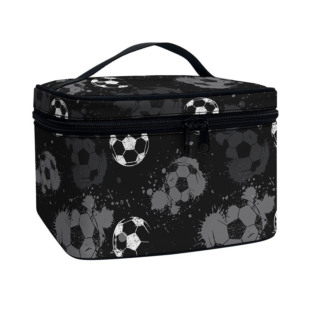 Grunge Soccer Ball Pattern Print Travel Makeup Bag