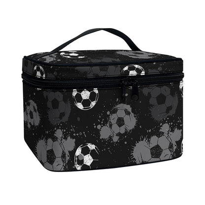 Grunge Soccer Ball Pattern Print Travel Makeup Bag