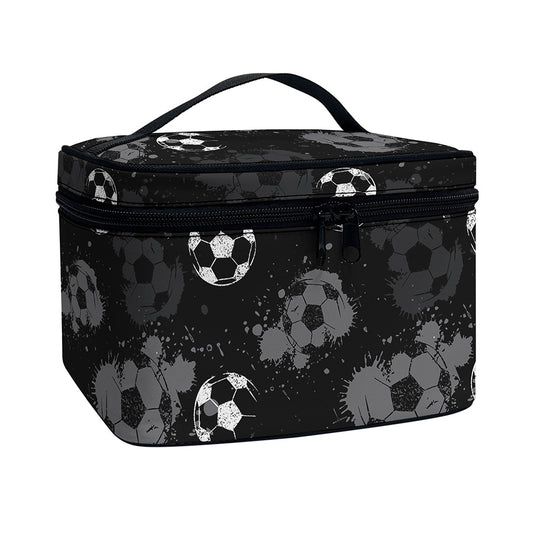 Grunge Soccer Ball Pattern Print Travel Makeup Bag