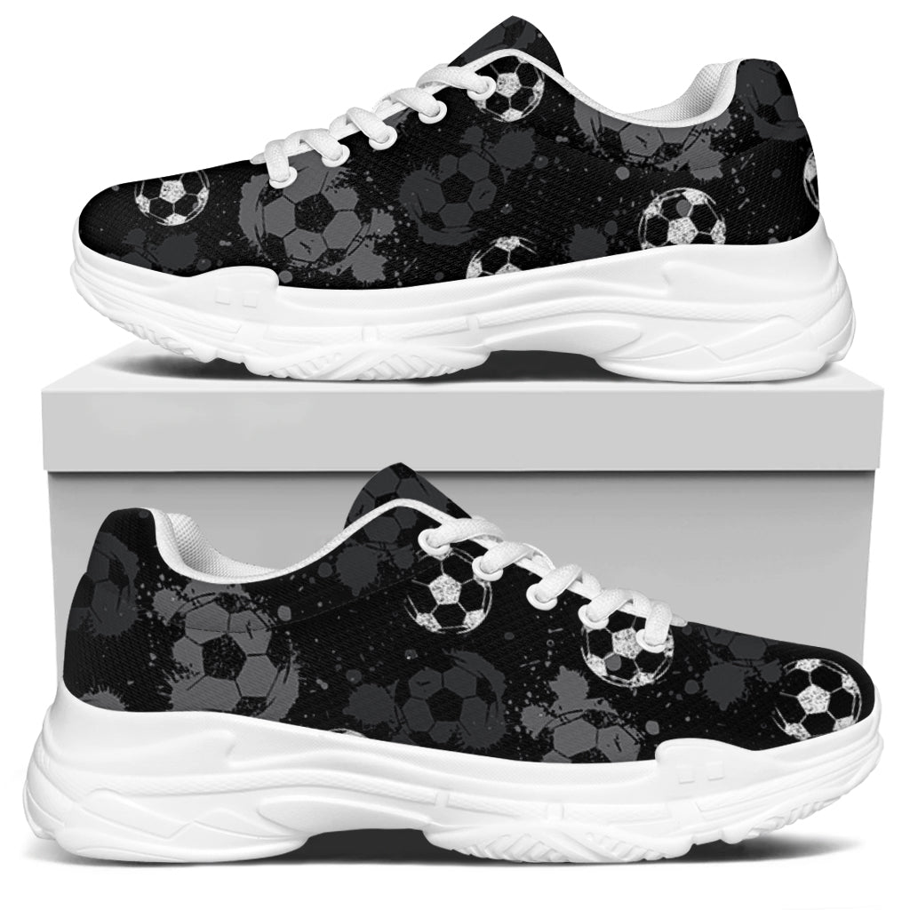 Grunge Soccer Ball Pattern Print White Chunky Shoes
