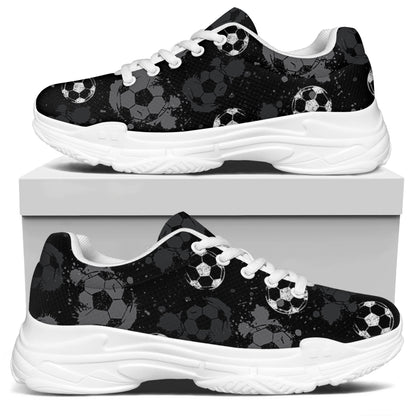 Grunge Soccer Ball Pattern Print White Chunky Shoes
