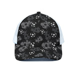 Grunge Soccer Ball Pattern Print White Mesh Trucker Cap