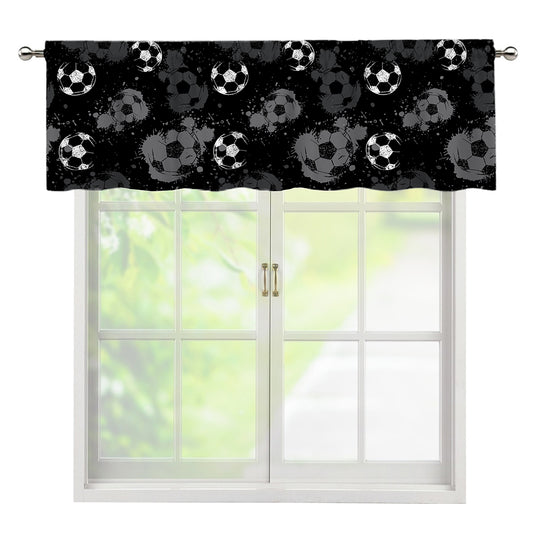 Grunge Soccer Ball Pattern Print Window Valance