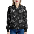Grunge Soccer Ball Pattern Print Women's Bomber Jacket