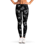 Grunge Soccer Ball Pattern Print Women's Leggings