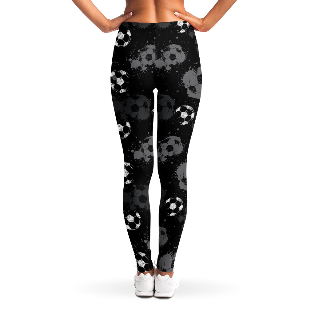 Grunge Soccer Ball Pattern Print Women's Leggings