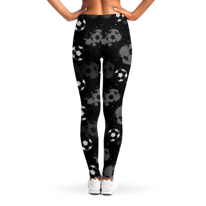 Grunge Soccer Ball Pattern Print Women's Leggings