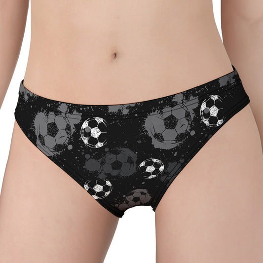 Grunge Soccer Ball Pattern Print Women's Panties