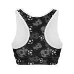 Grunge Soccer Ball Pattern Print Women's Sports Bra