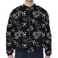 Grunge Soccer Ball Pattern Print Zip Sleeve Bomber Jacket