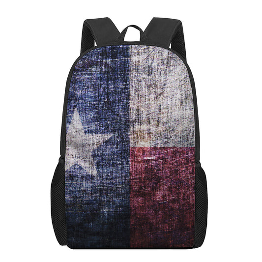 Grunge Texas Flag Print 17 Inch Backpack