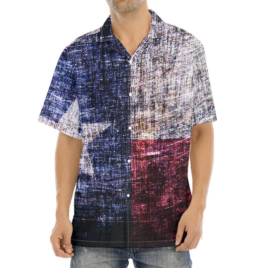 Grunge Texas Flag Print Aloha Shirt